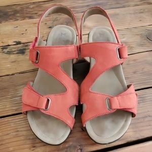 Mephisto Orange Red Suede Sandal Shoes